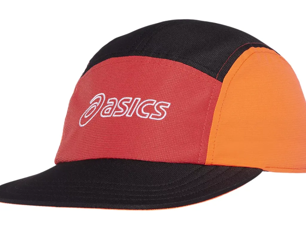 Hardlopen|Hoofddeksels>ASICS 5 PANEL CAP Sunrise Red/True Red/Perf Black