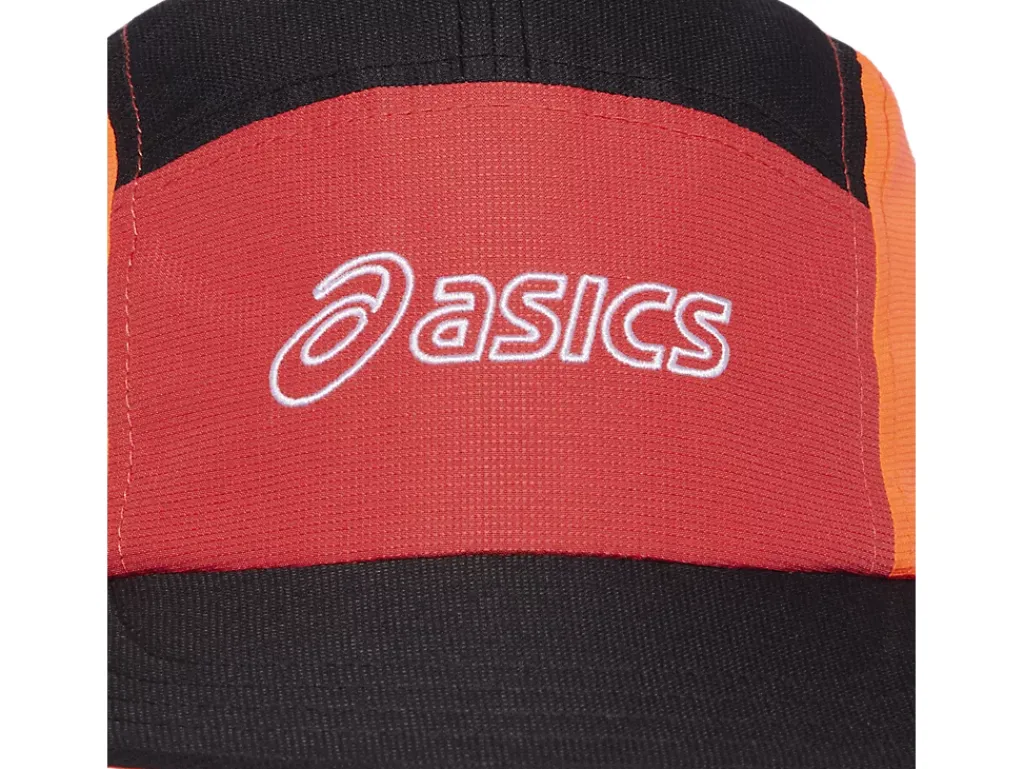 Hardlopen|Hoofddeksels>ASICS 5 PANEL CAP Sunrise Red/True Red/Perf Black