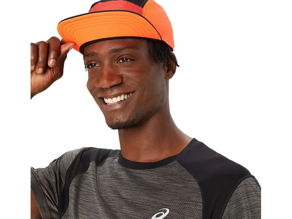 Hardlopen|Hoofddeksels>ASICS 5 PANEL CAP Sunrise Red/True Red/Perf Black