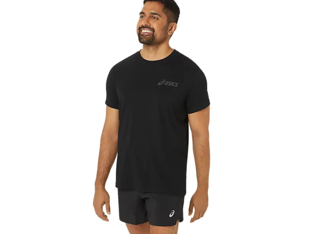 Shirts met korte mouwen|Bovenkleding>ASICS CHEST LOGO SS TEE Performance Black/Graphite Grey