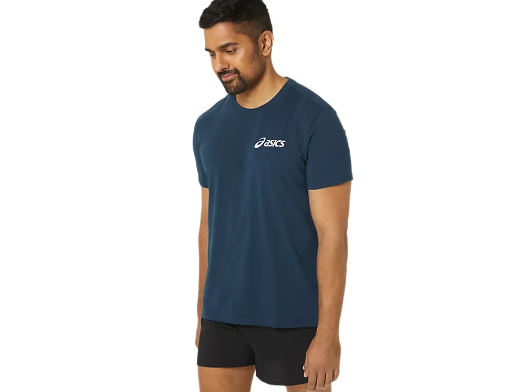 Shirts met korte mouwen|Bovenkleding>ASICS CHEST LOGO SS TEE French Blue/Brilliant White