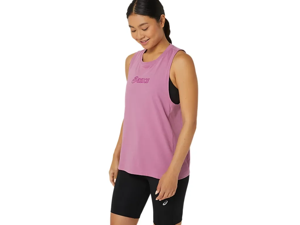 Shirts met korte mouwen|Tanktops>ASICS LOGO TANK Soft Berry