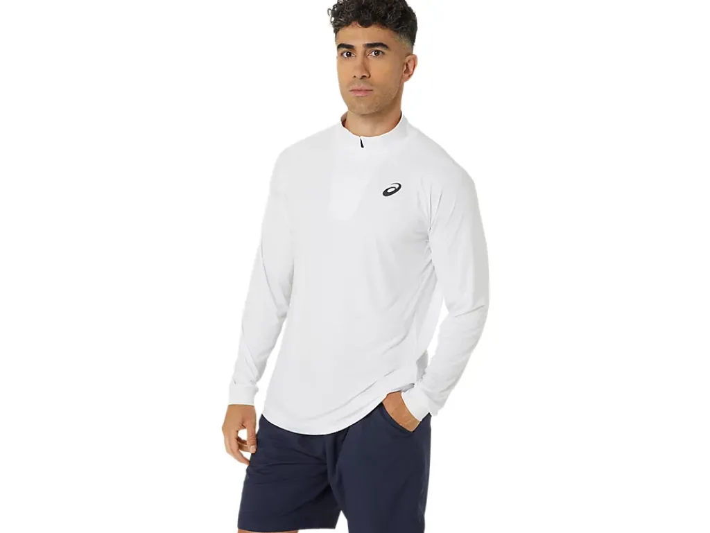Kleding|Tennis>ASICS COURT LS ZIP TOP Brilliant White/Brilliant White