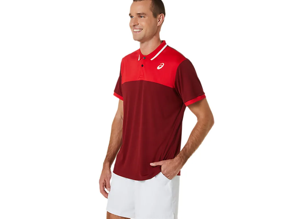 Kleding|Tennis>ASICS COURT POLO SHIRT Beet Juice/Classic Red