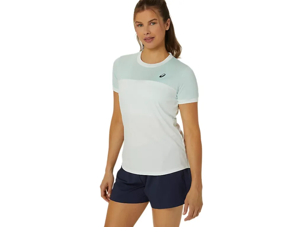 Kleding|Shirts met korte mouwen>ASICS COURT SS TOP Pale Mint/Pale Blue
