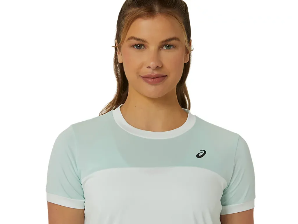 Kleding|Shirts met korte mouwen>ASICS COURT SS TOP Pale Mint/Pale Blue