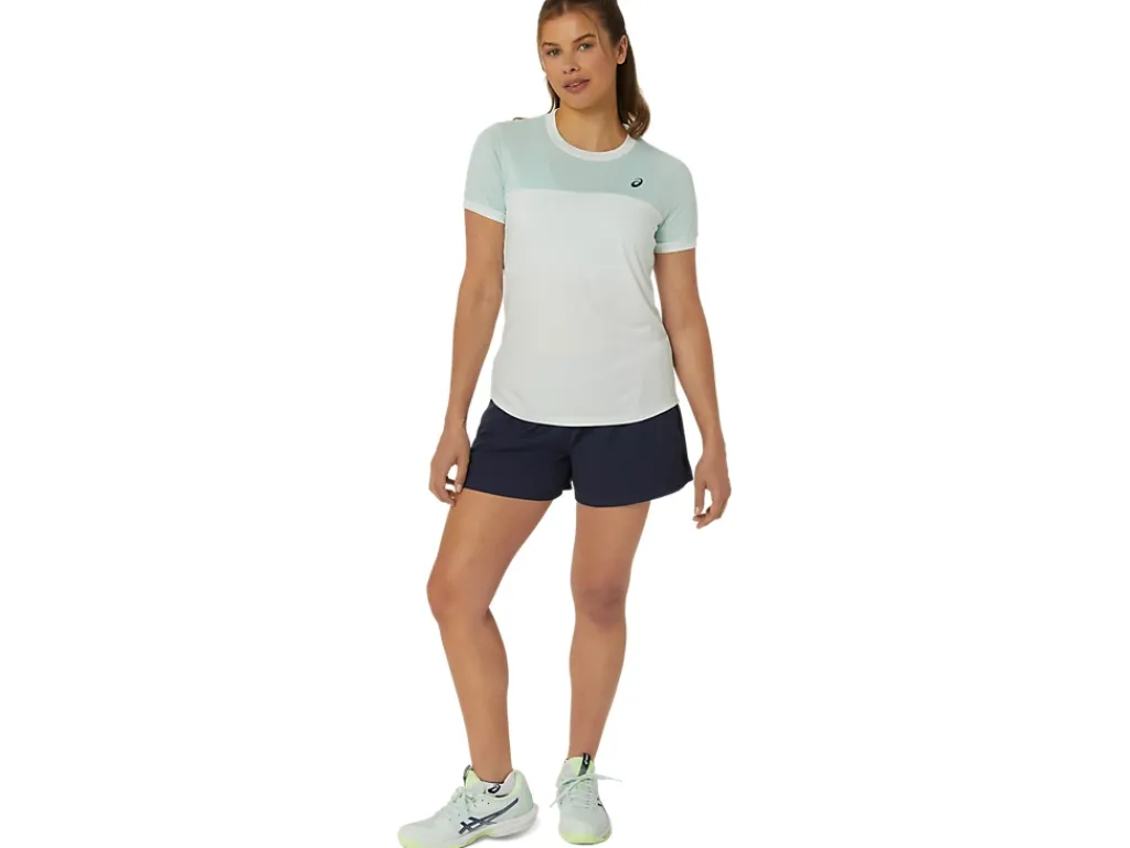 Kleding|Shirts met korte mouwen>ASICS COURT SS TOP Pale Mint/Pale Blue