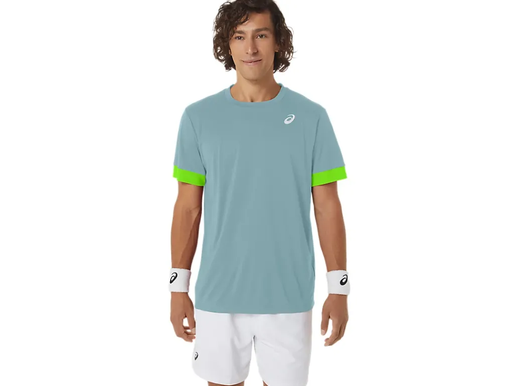 Kleding|Tennis>ASICS COURT SS TOP Teal Tint/Electric Lime