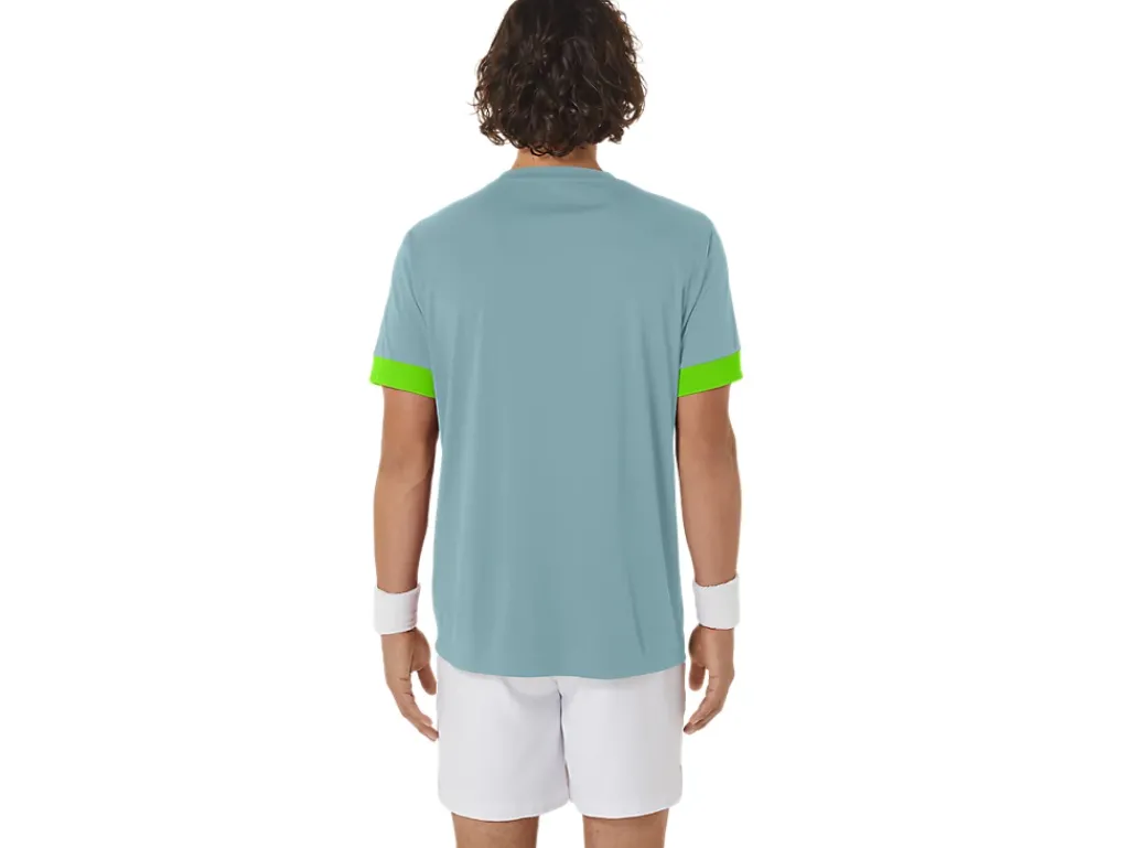 Kleding|Tennis>ASICS COURT SS TOP Teal Tint/Electric Lime