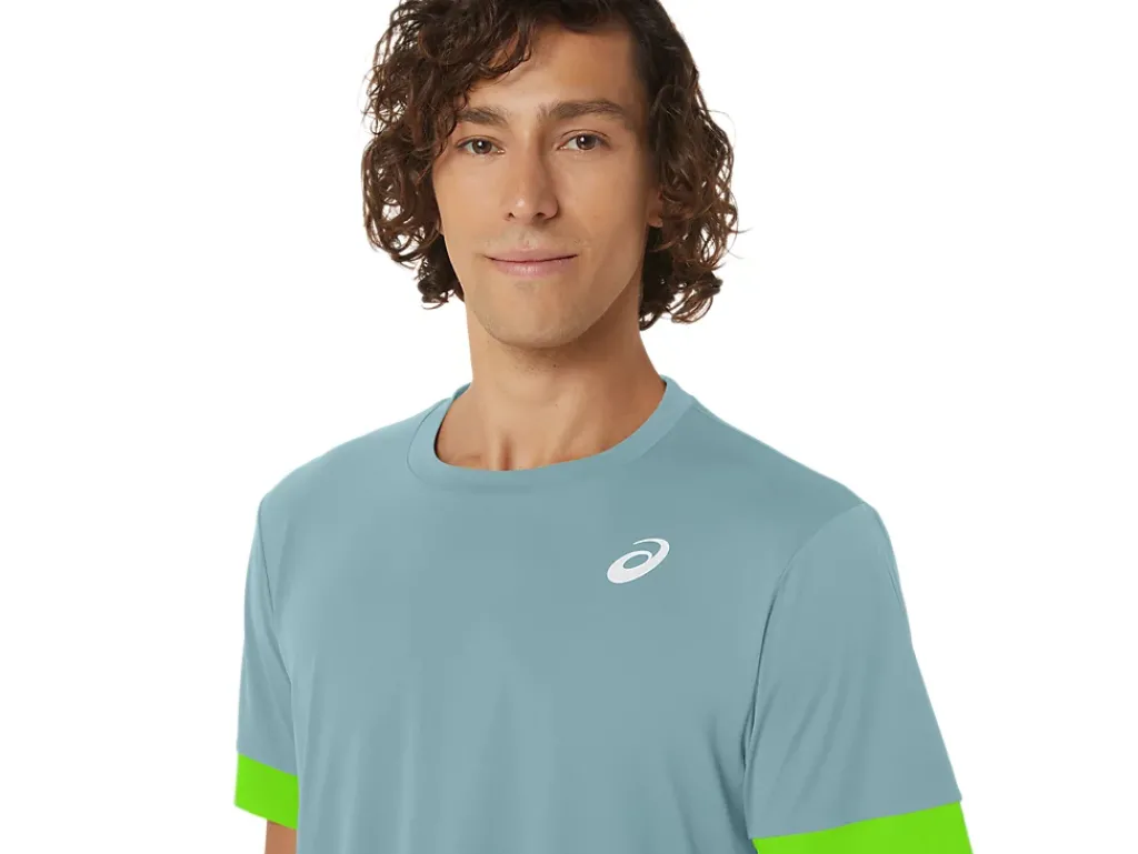 Kleding|Tennis>ASICS COURT SS TOP Teal Tint/Electric Lime