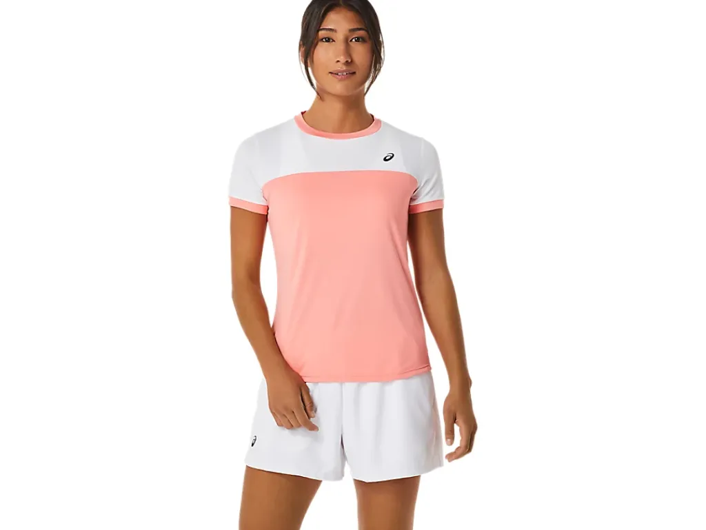 Kleding|Tennis>ASICS COURT SS TOP Guava/Brilliant White
