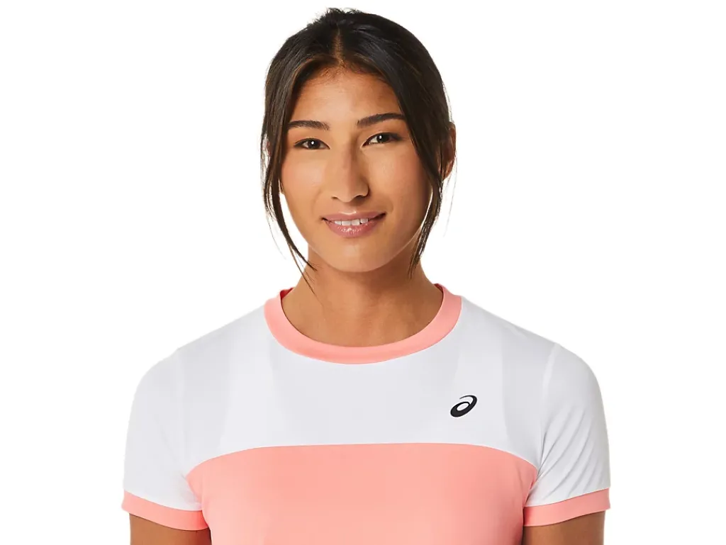Kleding|Tennis>ASICS COURT SS TOP Guava/Brilliant White
