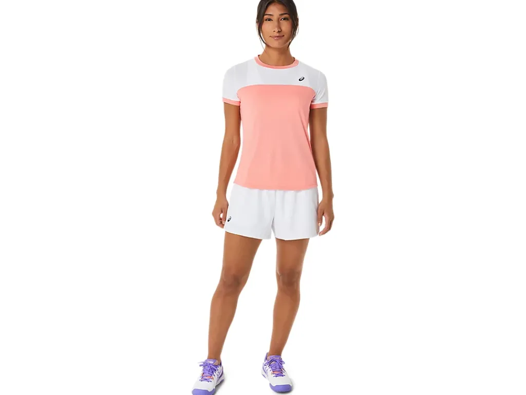 Kleding|Tennis>ASICS COURT SS TOP Guava/Brilliant White