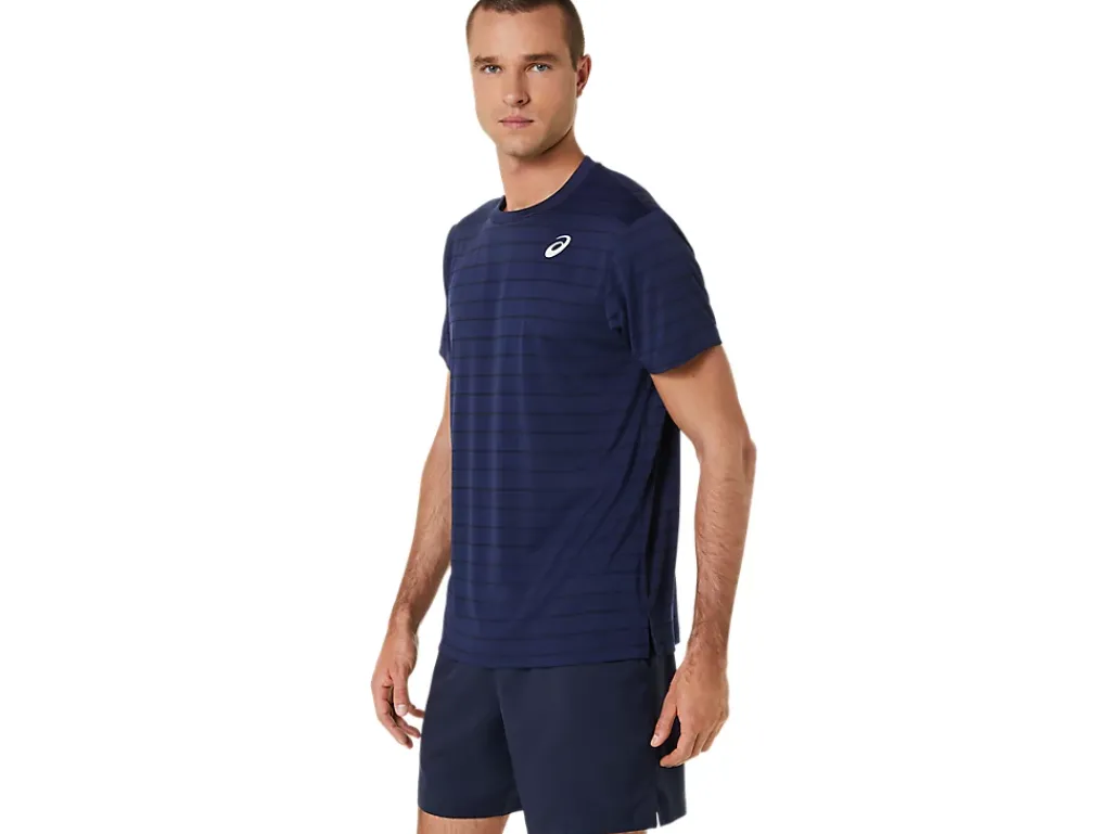 Kleding|Tennis>ASICS COURT STRIPE SS TOP Midnight