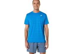 Kleding|Tennis>ASICS COURT STRIPE SS TOP Directoire Blue