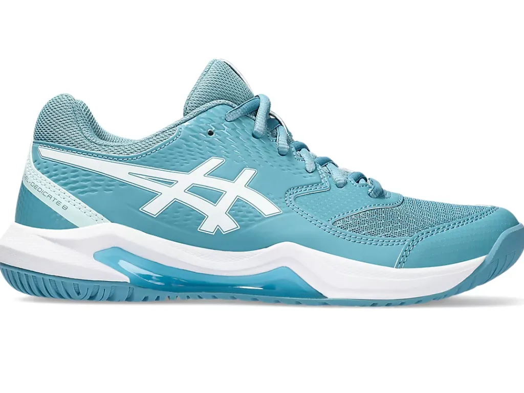 Tennisschoenen|Tennis>ASICS GEL-DEDICATE 8 Gris Blue/White