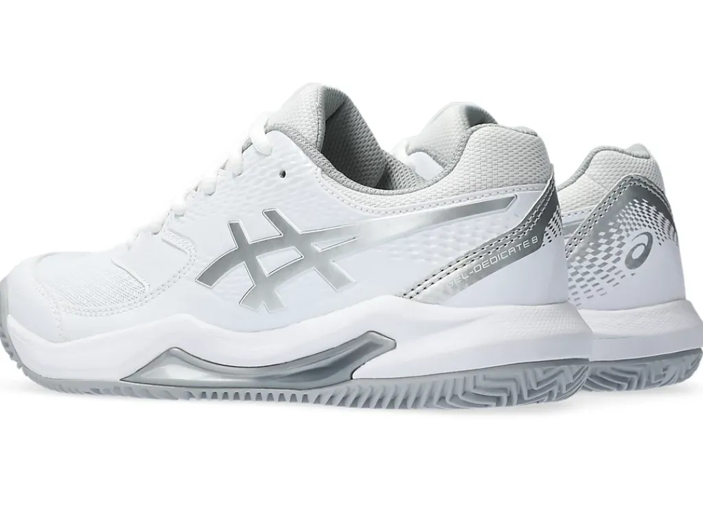 Tennisschoenen|Tennis>ASICS GEL-DEDICATE 8 CLAY White/Pure Silver