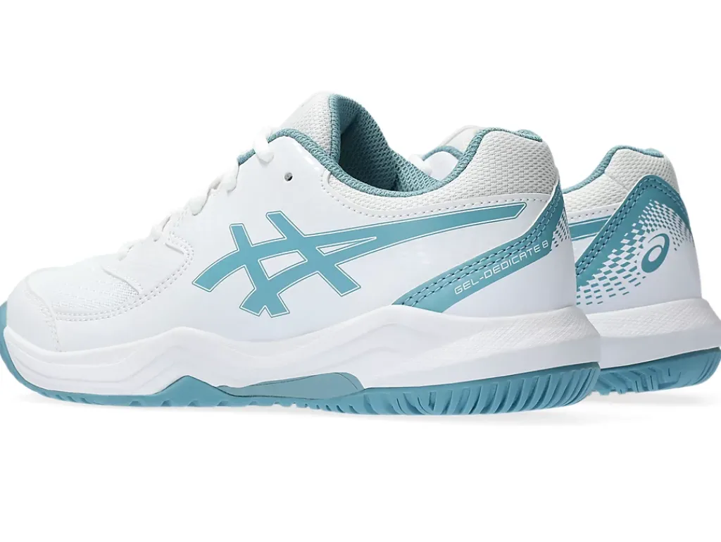 Tennisschoenen|Tennis>ASICS GEL-DEDICATE 8 GS White/Gris Blue