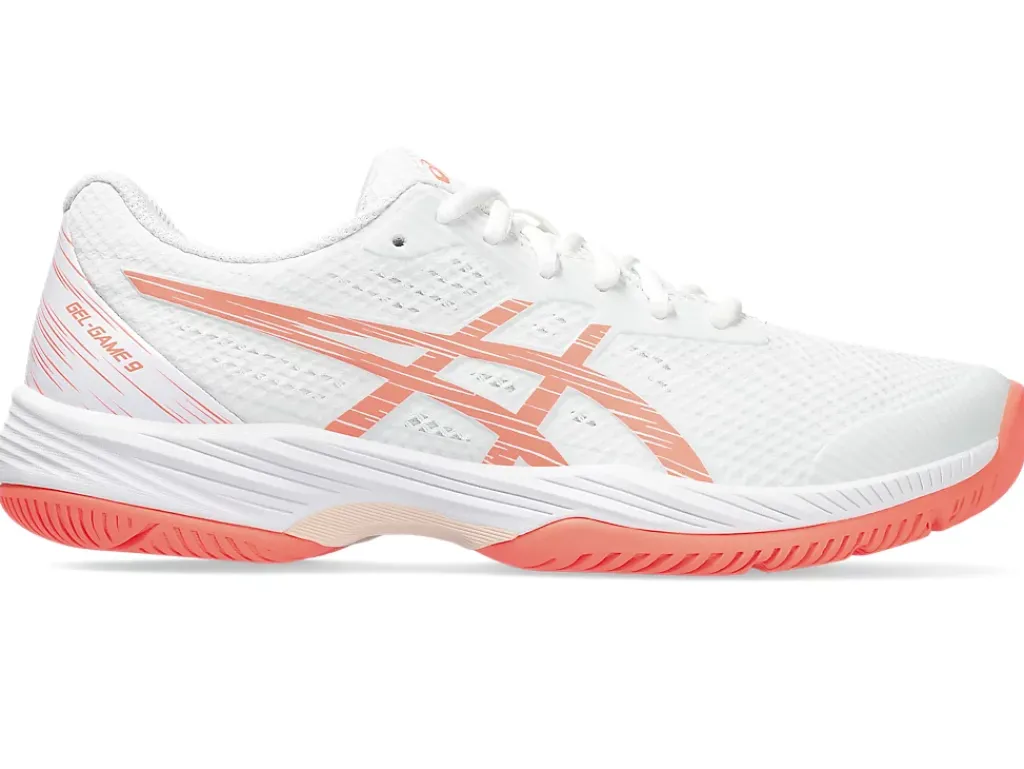 Tennisschoenen|Tennis>ASICS GEL-GAME 9 White/Sun Coral