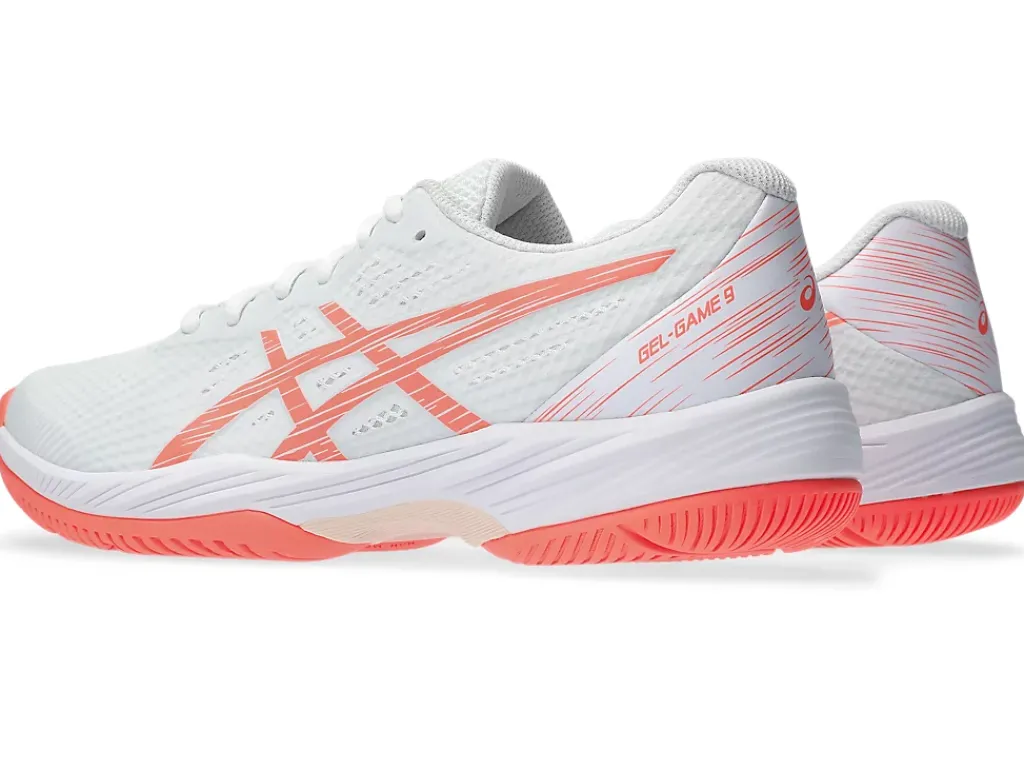 Tennisschoenen|Tennis>ASICS GEL-GAME 9 White/Sun Coral