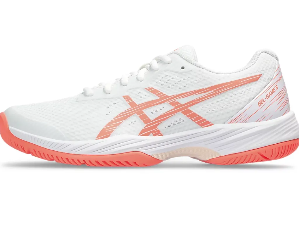 Tennisschoenen|Tennis>ASICS GEL-GAME 9 White/Sun Coral