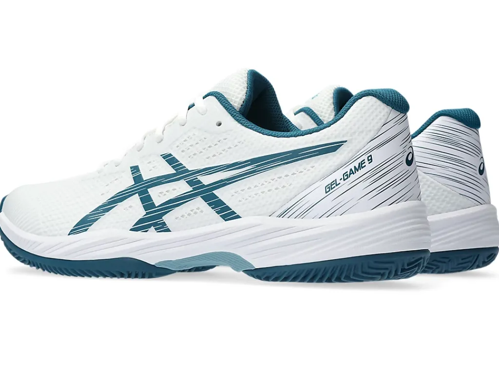 Tennisschoenen|Tennis>ASICS GEL-GAME 9 CLAY/OC White/Restful Teal
