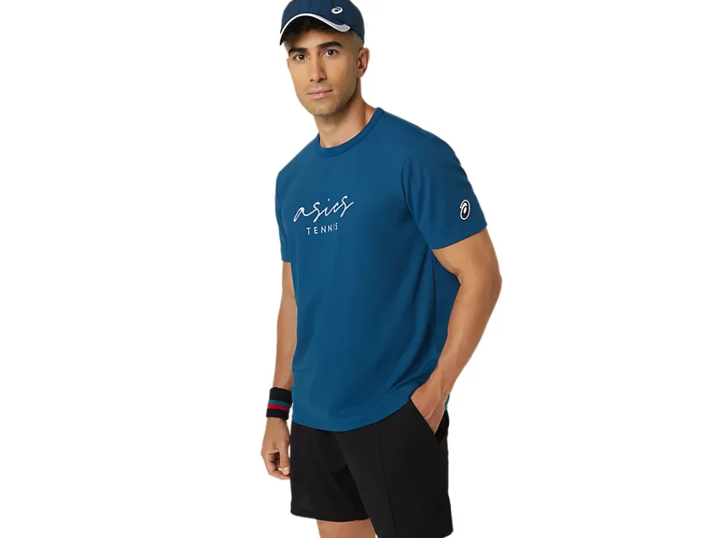 Kleding|Shirts met korte mouwen>ASICS MEN CLASSIC GRAPHIC TEE Mako Blue