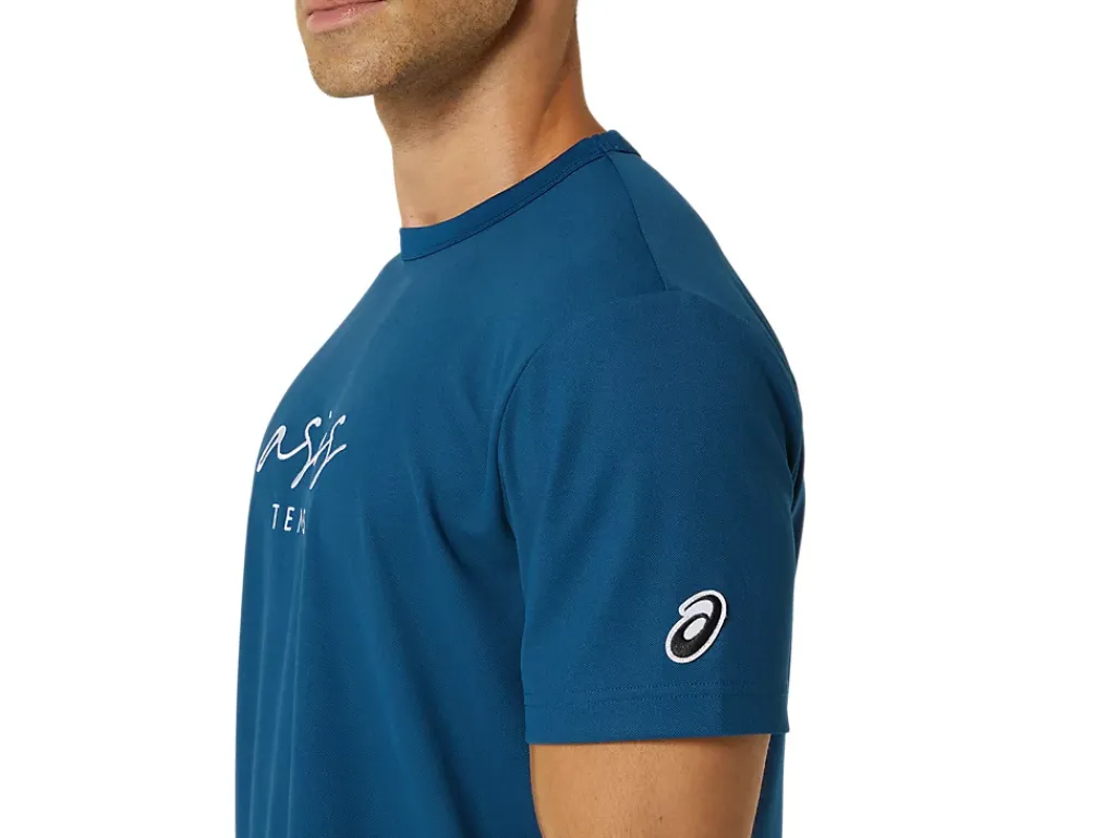 Kleding|Shirts met korte mouwen>ASICS MEN CLASSIC GRAPHIC TEE Mako Blue