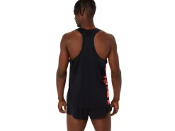 Atletiek|Shirts met korte mouwen>ASICS MEN LIGHT GRAPHIC SINGLET Performance Black/Sunrise Red
