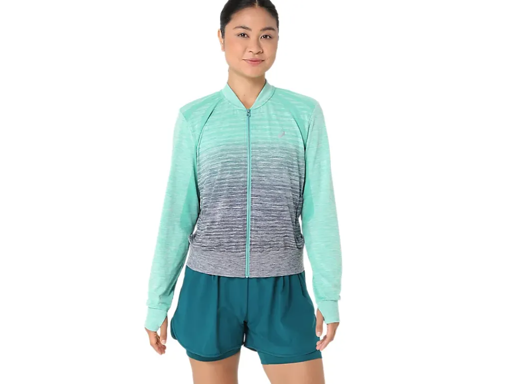 Kleding|Hardlopen>ASICS NAGINO RUN SEAMLESS JACKET Aurora Green/Blue Expanse