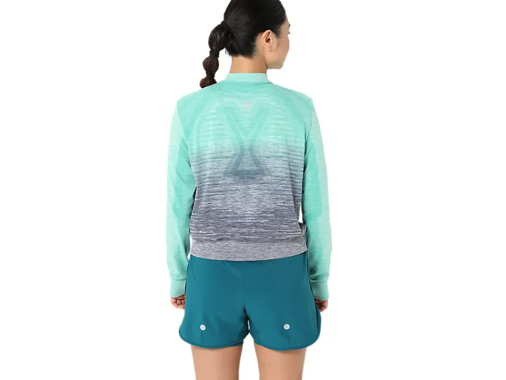 Kleding|Hardlopen>ASICS NAGINO RUN SEAMLESS JACKET Aurora Green/Blue Expanse