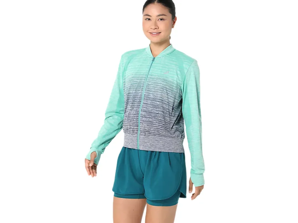 Kleding|Hardlopen>ASICS NAGINO RUN SEAMLESS JACKET Aurora Green/Blue Expanse