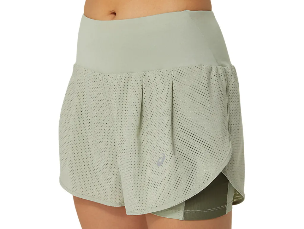 Kleding|Hardlopen>ASICS ROAD 2-N-1 3.5IN SHORT Olive Grey/Olive Grey