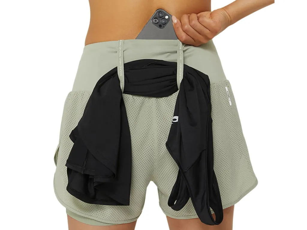 Kleding|Hardlopen>ASICS ROAD 2-N-1 3.5IN SHORT Olive Grey/Olive Grey