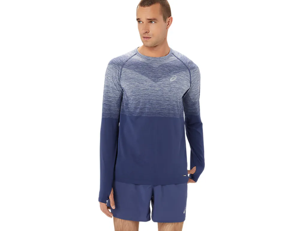 Kleding|Hardlopen>ASICS SEAMLESS LS TOP Thunder Blue/Denim Blue